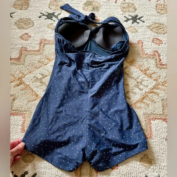 Seafolly Navy white dots retro style Swimsuit size 6 - Picture 4 of 16
